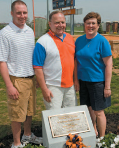 The Bormans at the plaque dedication to the Borman Family Foundation in 2008, (from L to R): Rob, Bob and Diana